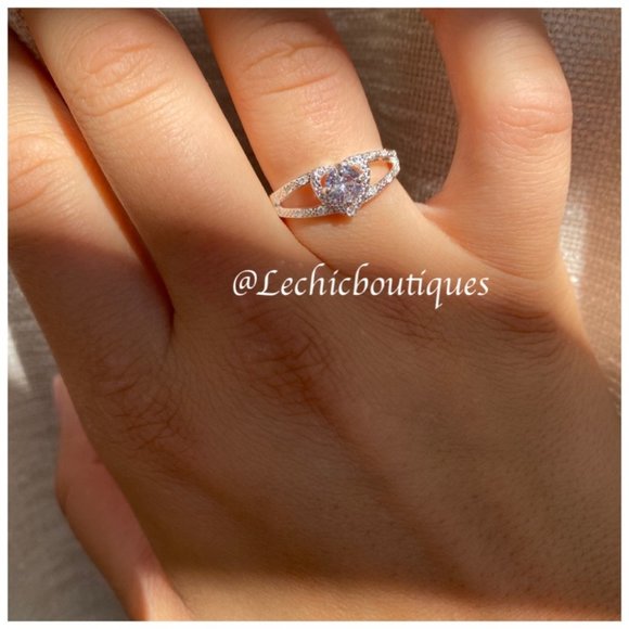 New Womens love heart silver Plated ring - Picture 5 of 9